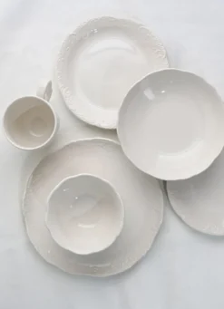 COUPELLE EN GRÈS ORNEMENTÉ CREME