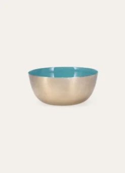 COUPELLE EN MÉTAL DORÉ AVEC INTÉRIEUR LAQUÉ TURQUOISE