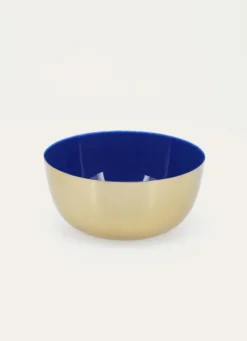 COUPELLE EN MÉTAL DORÉ AVEC INTÉRIEUR LAQUÉ BLEU