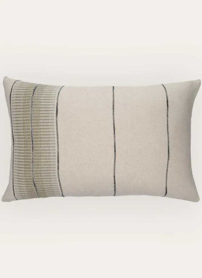 COUSSIN AVEC RAYURE TISSÉE KAKI