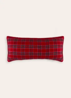 COUSSIN À CARREAUX EN LAINAGE JACQUARD ROUGE