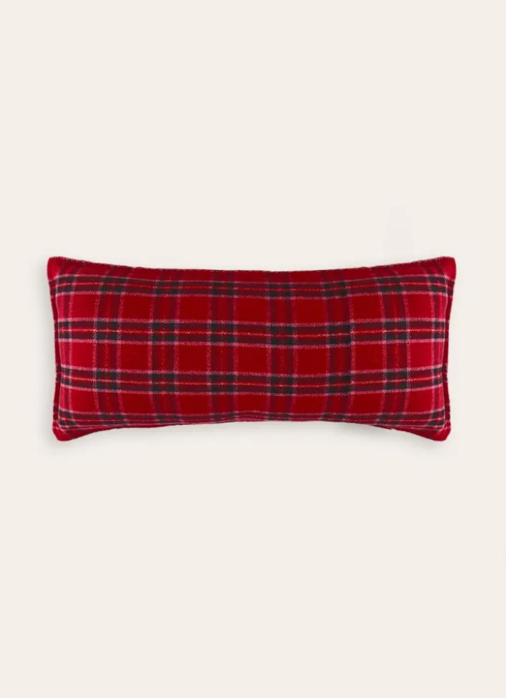 COUSSIN À CARREAUX EN LAINAGE JACQUARD ROUGE