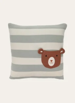 COUSSIN CARRÉ EN TRICOT DE COTON AVEC POCHE OURSMULTICOLORE