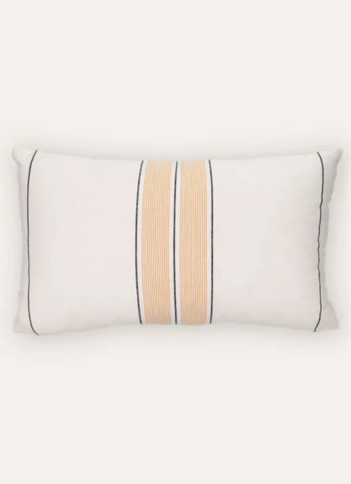 COUSSIN ÉCRU À RAYURES ECRU/JAUNE
