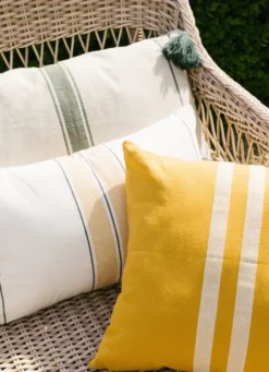 COUSSIN ÉCRU À RAYURES ECRU/JAUNE