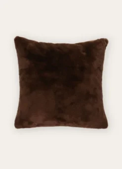 COUSSIN DÉHOUSSABLE EN FAUSSE FOURRURE MARRON