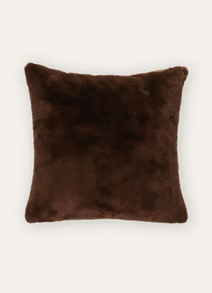 COUSSIN DÉHOUSSABLE EN FAUSSE FOURRURE MARRON