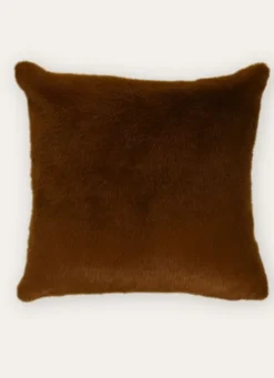 COUSSIN EFFET MOHAIR ET FOURRURE MARRON