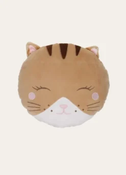 COUSSIN EN FORME DE TÊTE DE CHAT BEIGE