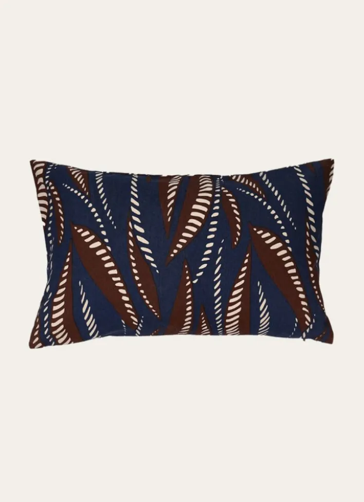 COUSSIN IMPRIMÉ FEUILLE CORALIE MARINE