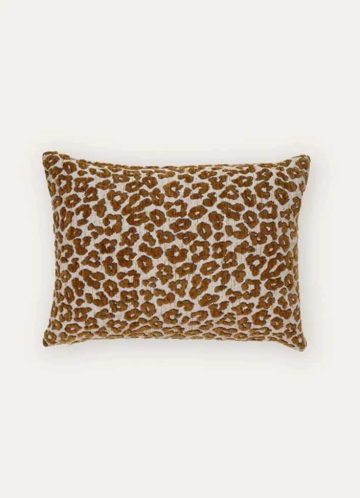 COUSSIN JACQUARD CHENILLE MOTIF LÉOPARD MULTICOLORE