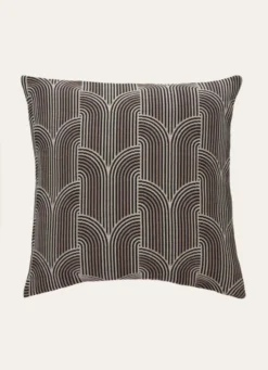 COUSSIN JACQUARD EN VELOURS CHENILLE NATUREL/NOIR