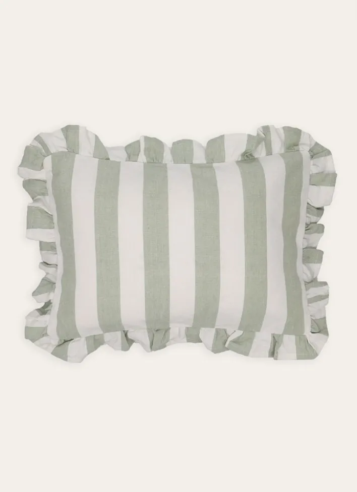COUSSIN À RAYURES EN MATIÈRE TEXTURÉE VERT