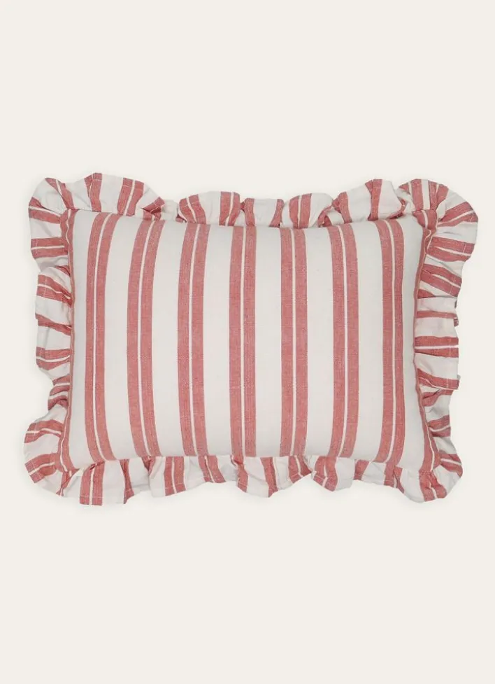 COUSSIN À RAYURES EN MATIÈRE TEXTURÉE TERRACOTTA