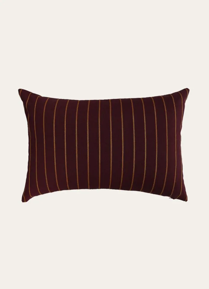 COUSSIN À RAYURES TISSÉES PRUNE