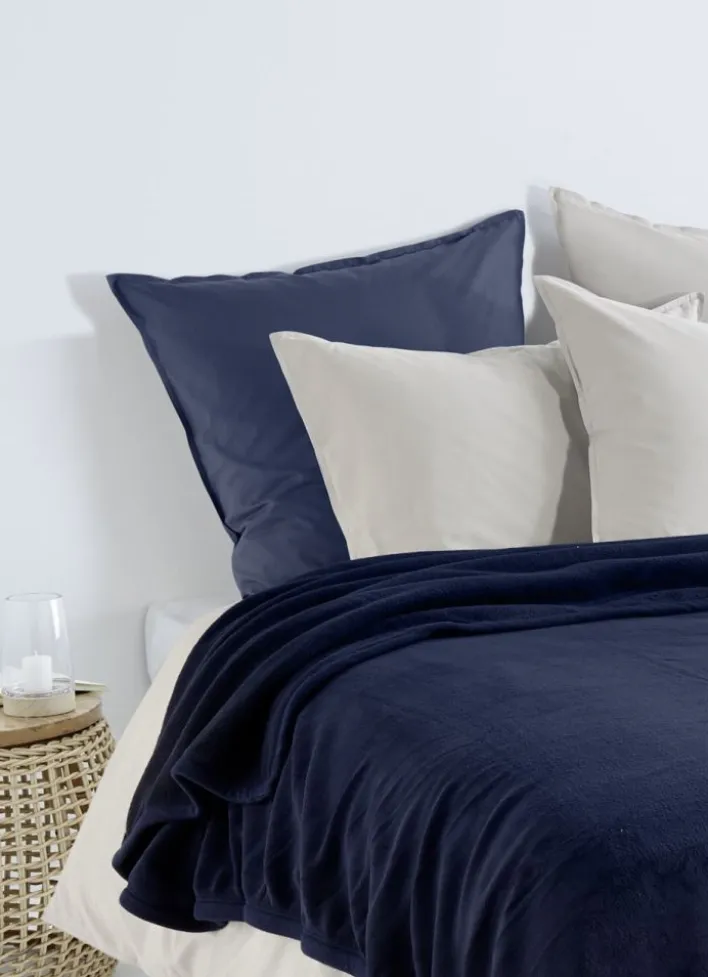 COUVERTURE DOUBLE FACE TRÈS CHAUDE BLEU GRIS