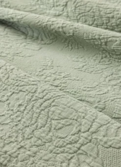 COUVRE-LIT EN COTON JACQUARD VERT