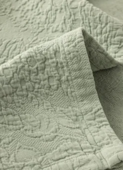 COUVRE-LIT EN COTON JACQUARD VERT