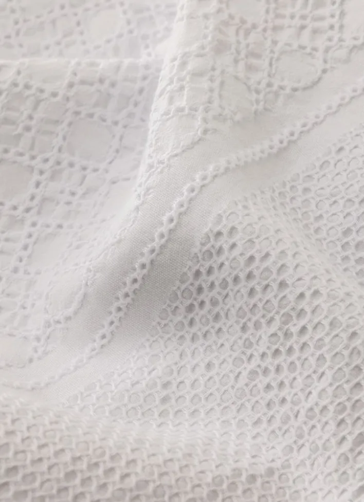 COUVRE-LIT EN JACQUARD DE COTON BLANC