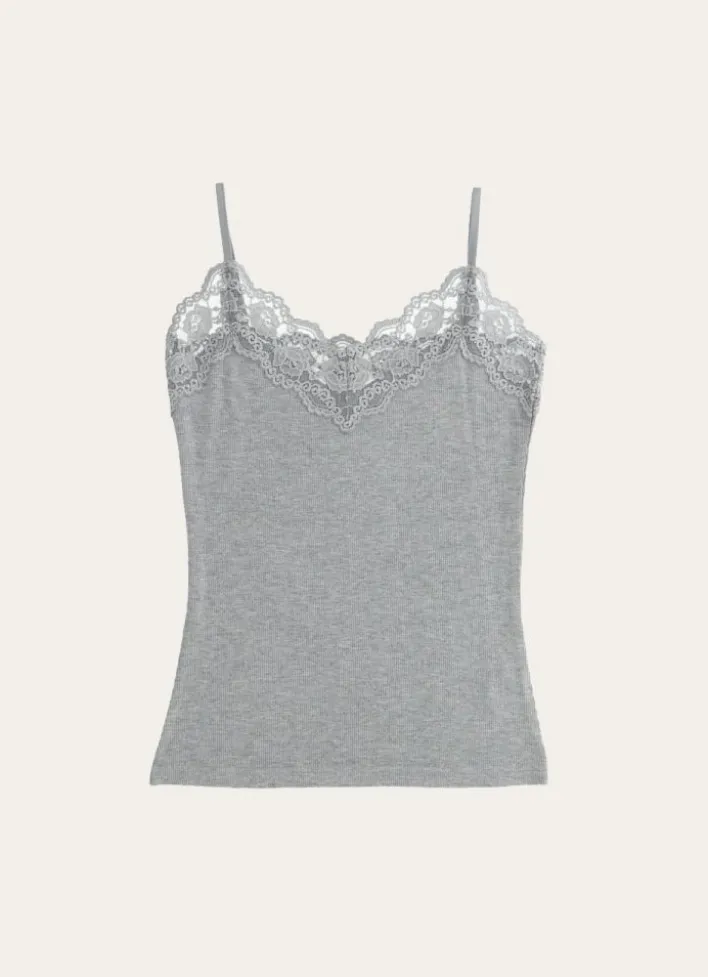 DÉBARDEUR DENTELLE GRIS CLAIR