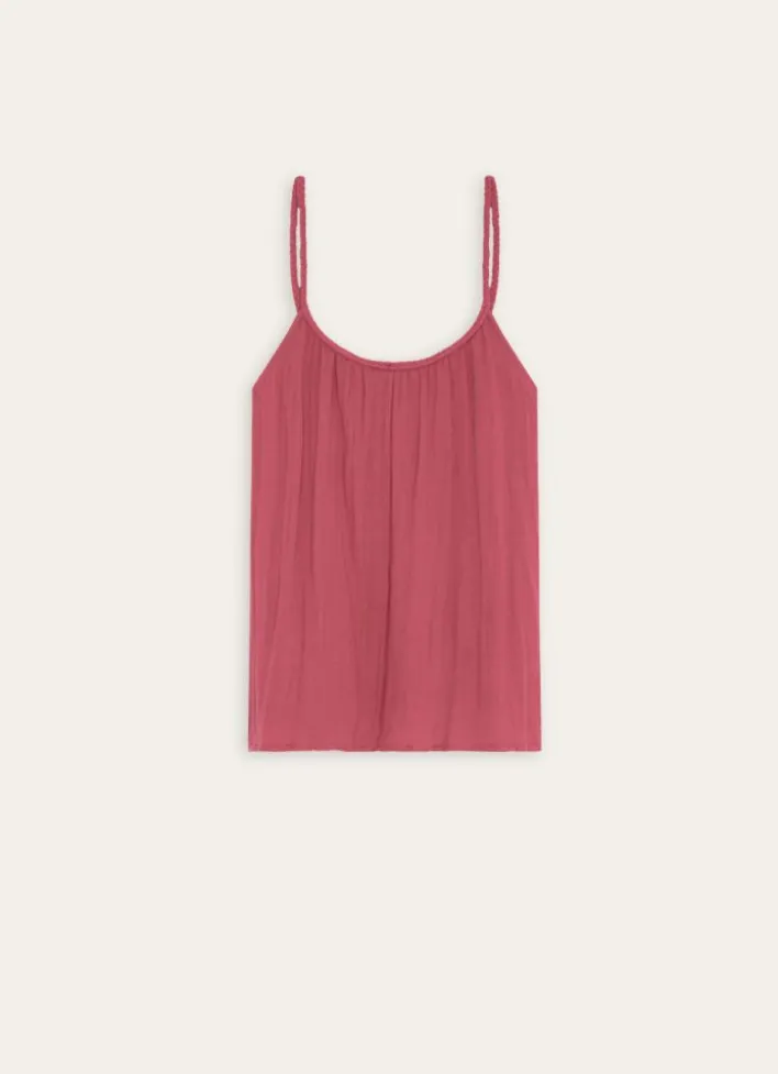 DEBARDEUR EN GAZE DE COTON FUSCHIA