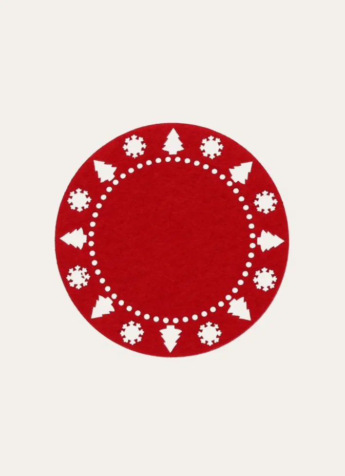4 DESSOUS VERRES EN FEUTRINE ROUGE