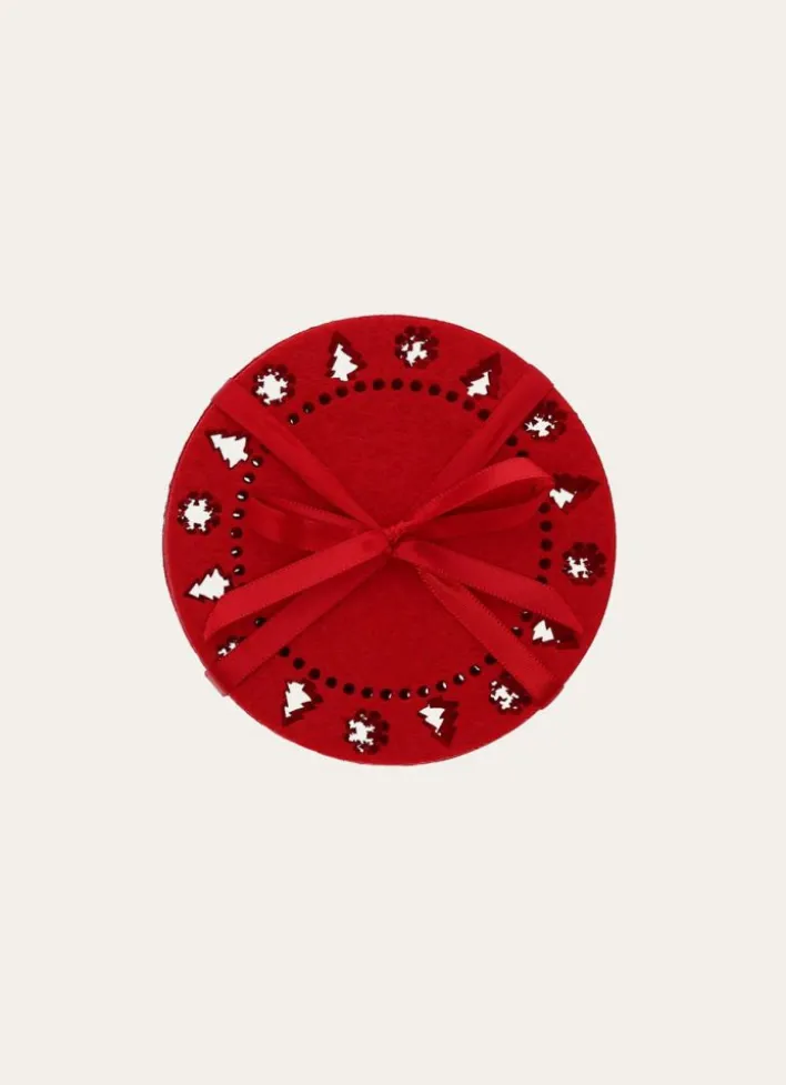 4 DESSOUS VERRES EN FEUTRINE ROUGE