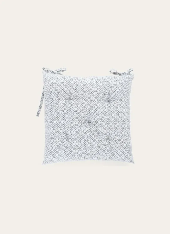 DESSUS DE CHAISE EN COTON IMPRIMÉ FLEURI GRIS