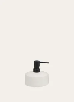 DISTRIBUTEUR DE SAVON EN GRÈS BLANC