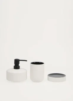 DISTRIBUTEUR DE SAVON EN GRÈS BLANC