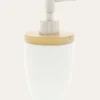 DISTRIBUTEUR DE SAVON EN GRÈS ET BAMBOU BLANC