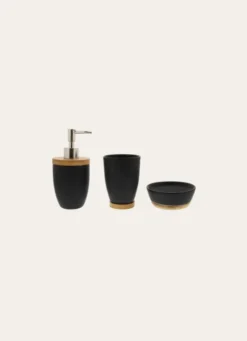 DISTRIBUTEUR DE SAVON EN GRÈS ET BAMBOU NOIR/BAMBOU