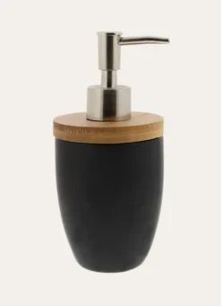 DISTRIBUTEUR DE SAVON EN GRÈS ET BAMBOU NOIR/BAMBOU