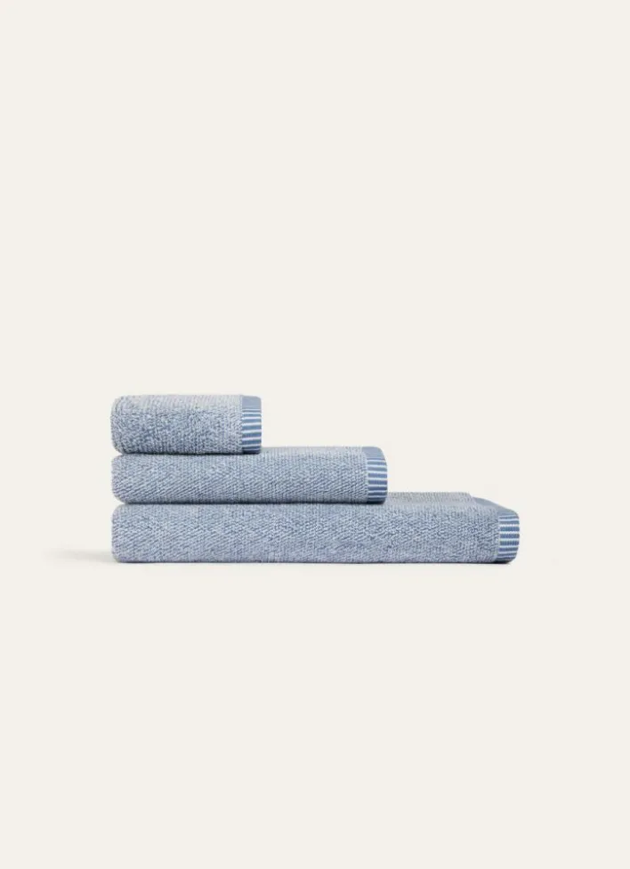 DRAP DE BAIN CHINÉ BLEU CHINE
