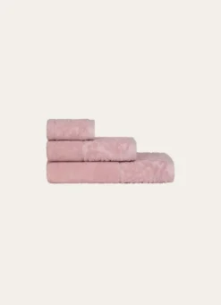 DRAP DE BAIN EN COTON LITEAU CISELÉ ROSE