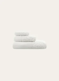 DRAP DE BAIN EN COTON LITEAU CISELÉ BLANC