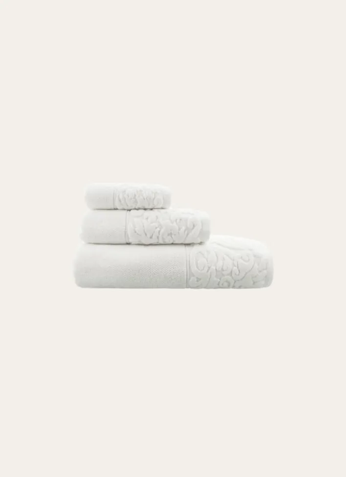 DRAP DE BAIN EN COTON LITEAU CISELÉ BLANC