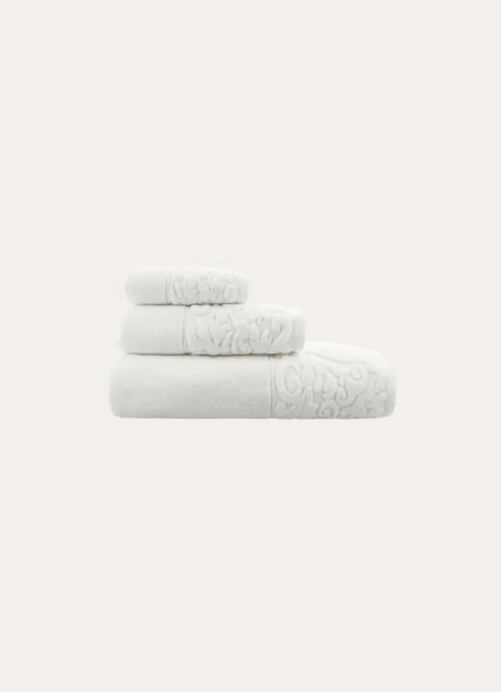 DRAP DE BAIN EN COTON LITEAU CISELÉ BLANC