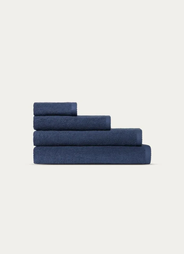 DRAP DE BAIN EN COTON UNI BASIL BLEU FONCÉ
