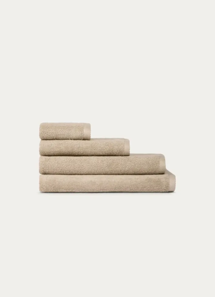 DRAP DE BAIN EN COTON UNI BASIL BEIGE FONCÉ