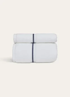 DRAP DE BAIN FINITION BOURDON OPÉRA BLANC/MARINE