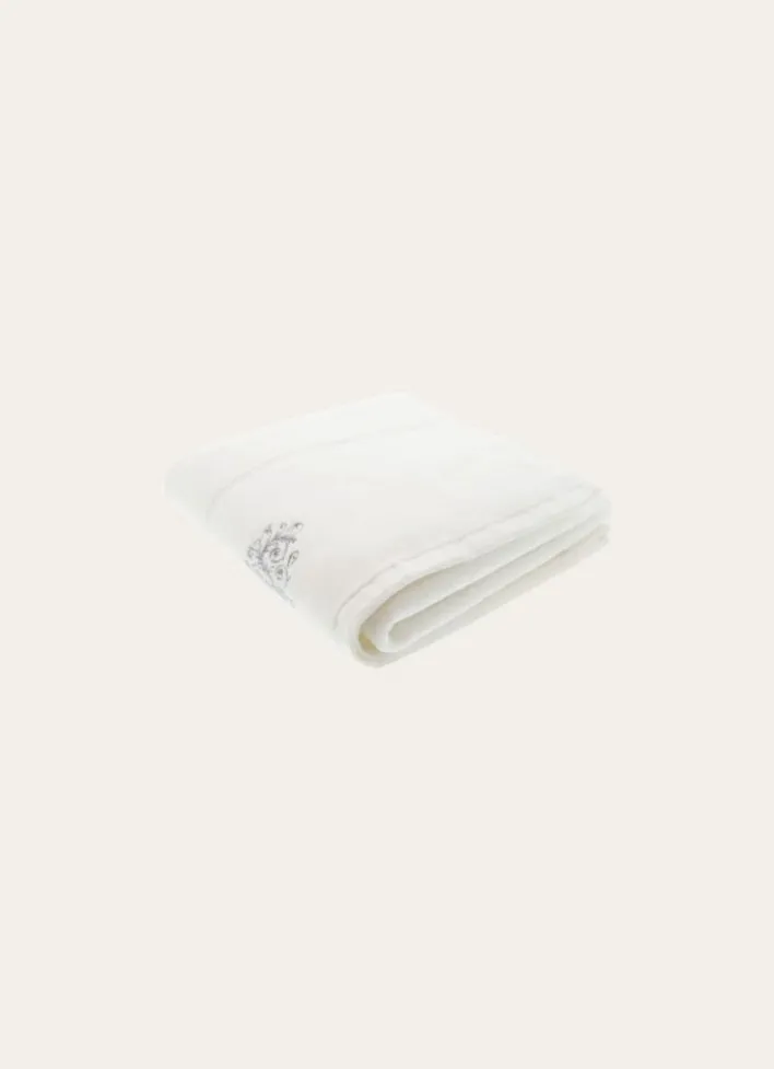 DRAP DE BAIN VELOURS EN COTON BRODERIE 500GR BLANC