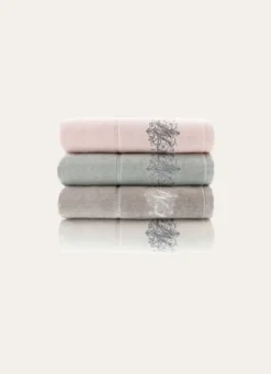 DRAP DE BAIN VELOURS EN COTON BRODERIE 500GR BLANC