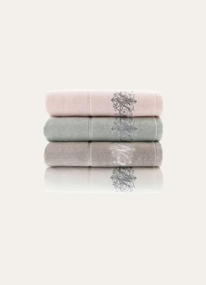 DRAP DE BAIN VELOURS EN COTON BRODERIE 500GR BLANC