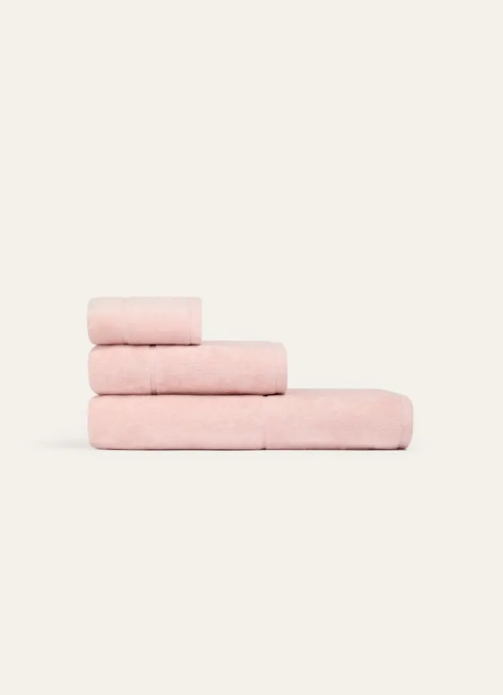 DRAP DE BAIN VELOURS EN COTON BRODERIE 500GR ROSE