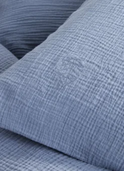 DRAP HOUSSE BÉBÉ EN GAZE DE COTON BLEU