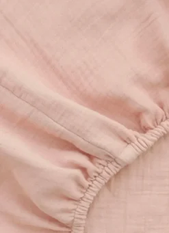 DRAP HOUSSE BÉBÉ EN GAZE DE COTON ROSE