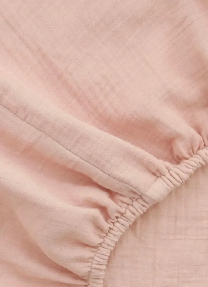 DRAP HOUSSE BÉBÉ EN GAZE DE COTON ROSE