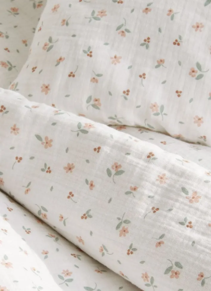 DRAP HOUSSE BÉBÉ EN GAZE DE COTON CHAMPÊTRE ÉCRU