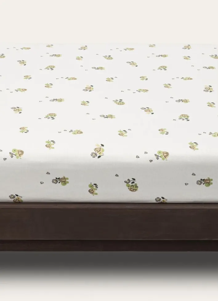 DRAP-HOUSSE BÉBÉ EN JERSEY DE COTON IMPRIMÉ TORTUE ECRU